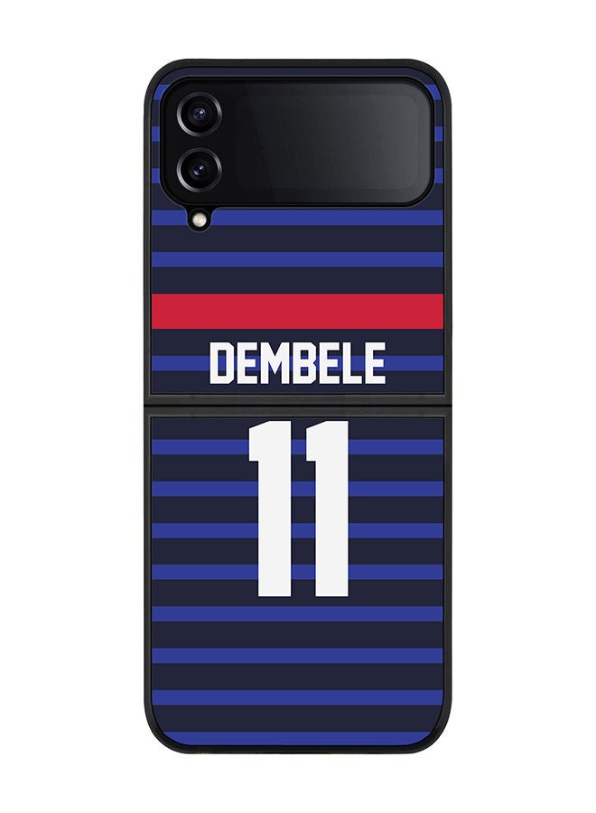 Stylizedd Rugged Black edge case for Samsung Galaxy Z Flip4 Slim fit Soft Case Flexible Rubber Edges Anti Drop TPU Gel Thin Cover - Football Team - France Player Name - Dembele - Image 1