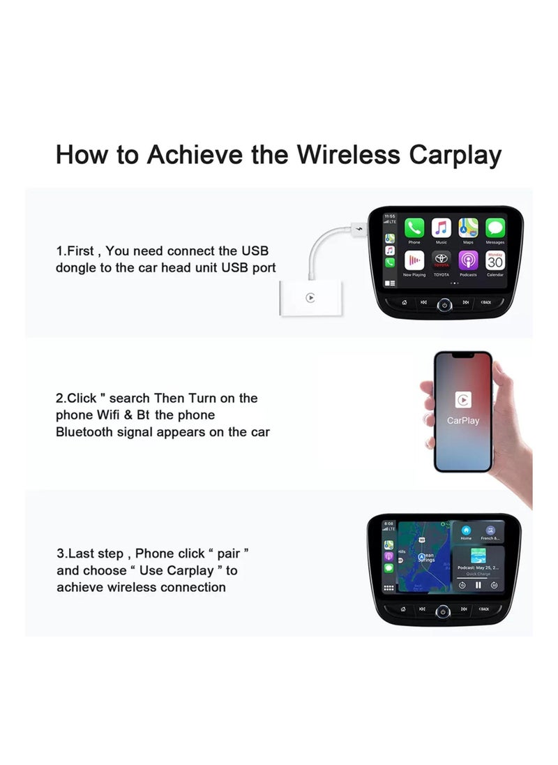 Wireless CarPlay Adapter for iPhone – Plug & Play Apple CarPlay Dongle with 5GHz WiFi, Online Update
