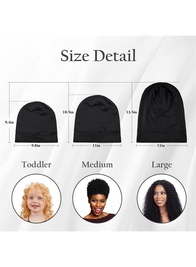 OLESILK Silk Lined Sleep Cap for Men&Women, Mulberry Hair Bonnet Cover for Sleeping, Night Cap Slouchy Beanie Hat for Frizzy Hair, Black - Image 5