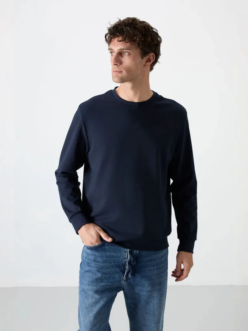 TOMMYLIFE TOMMY Men's Plain Crew Neck Sweatshirt