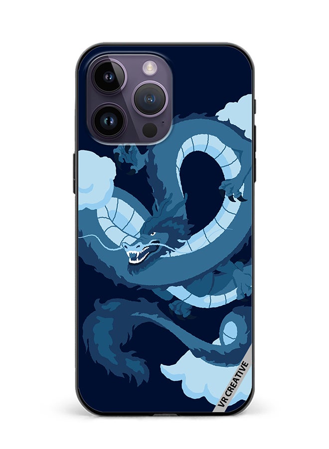 VR CREATIVE Protective Case Cover For Apple iPhone 15 Pro Chinese Blue Dragon Design Multicolour - Image 1