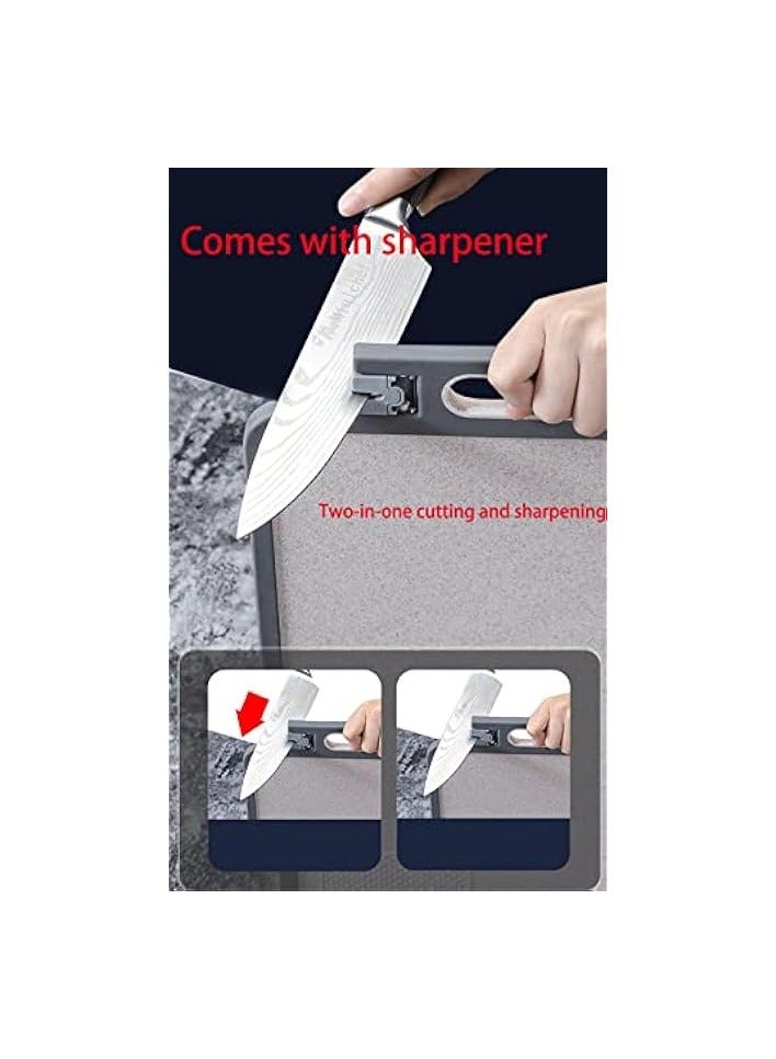 هالامودو ألواح تقطيع مزدوجة الجوانب من الفولاذ المقاوم للصدأ، لوح تقطيع غير قابل للانزلاق، أدوات مطبخ متينة للفاكهة والخضروات واللحوم، مقاس كبير 45 × 31 سم (رمادي، 1) - Image 3