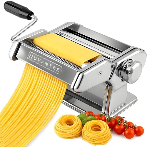 Nuvantee Nuvantee Pasta Maker with 7 Adjustable Thickness Settings  2 in 1 Noodle Maker with Rollers and Cutter Make Spaghetti Fettuccini Lasagna  More 