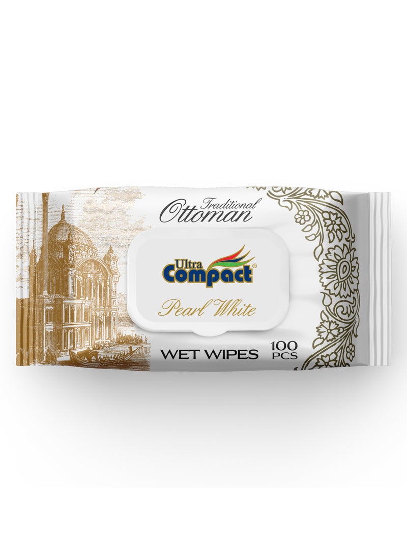 Ultra Compact Traditional Ottoman Pearl Wet Wipes: Luxurious Care Pack - 100pcs  - Image 1