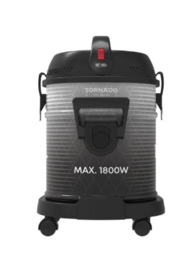 TORNADO Pail Can Vacuum Cleaner 1800 Watt Black TVC-1800B