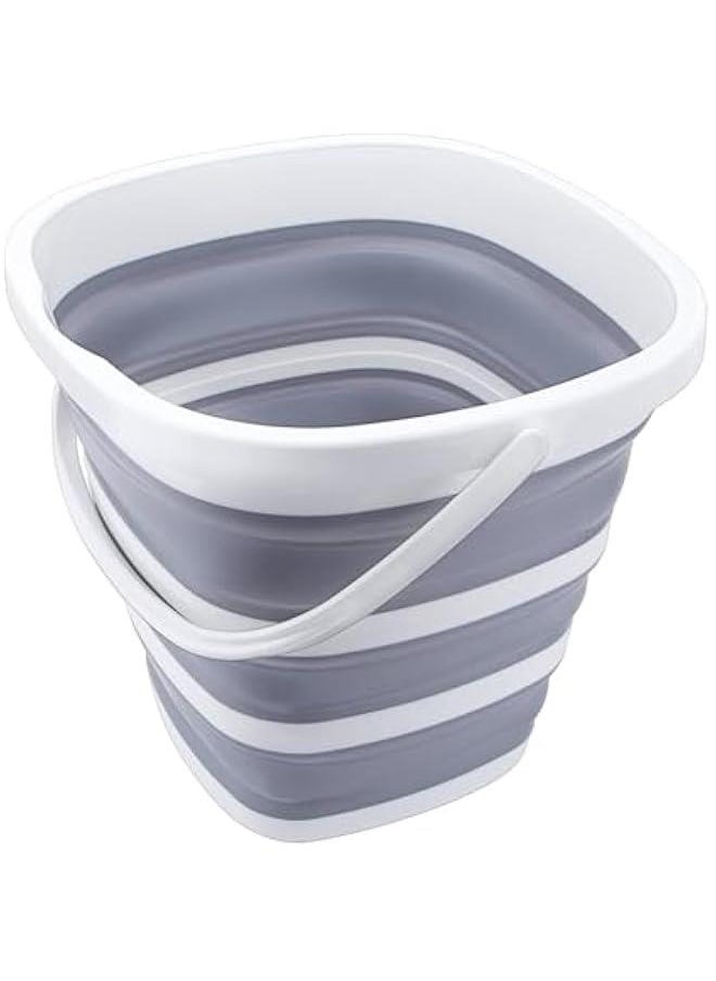HOOKOR Collapsible Bucket 10L 2.6 Gallon Cleaning Bucket Mop Bucket Folding Foldable Portable Small Plastic Water Supplies for Outdoor Garden Camping Fishing Car Wash Space Saving Square (Grey)  - Image 1