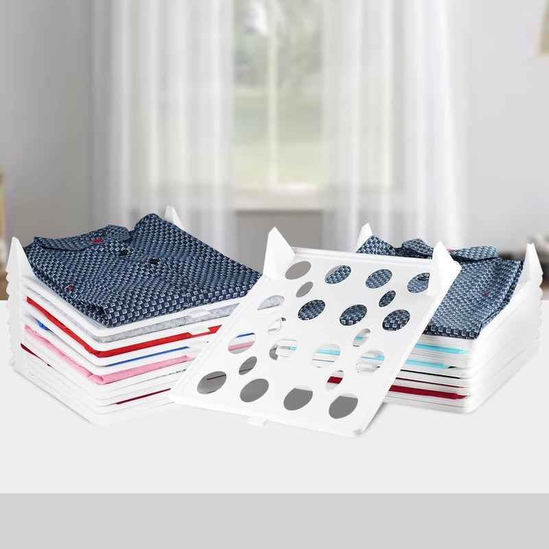 Inditradition Inditradition Stackable Cloth Divider Tray for Shirt TShirt Tees Trouser Jeans Sarees Pack of 5 Plastic White 36x29 cm  - Image 1