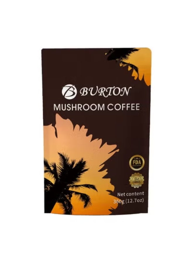 BURTON Mushroom Coffee with Protein and Caffeine, Instant Coffee for Focus, Gut Memory, and Immunity, with Ganoderma Lucidum Extract - Image 3
