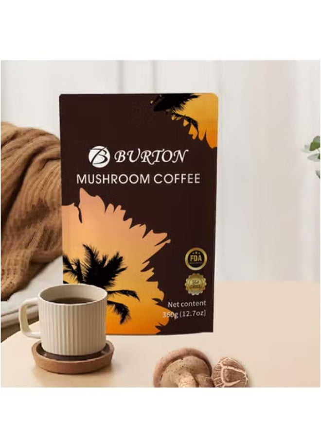 BURTON Mushroom Coffee with Protein and Caffeine, Instant Coffee for Focus, Gut Memory, and Immunity, with Ganoderma Lucidum Extract - Image 1