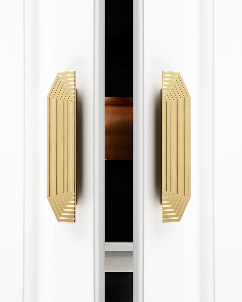 BaiNong Brass Cabinet pulls Brushed Drawer pulls Modern Gold Cabinet Cabinet Handles Drawer Handles for Dresser (2Pack-5.7inch Polygon) - Image 3