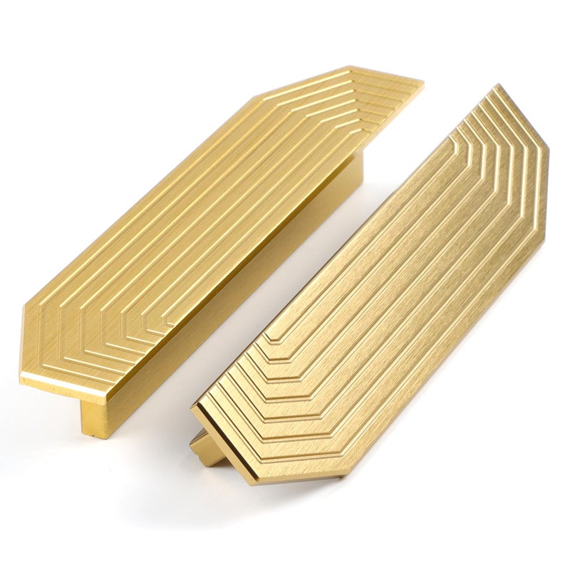 BaiNong Brass Cabinet pulls Brushed Drawer pulls Modern Gold Cabinet Cabinet Handles Drawer Handles for Dresser (2Pack-5.7inch Polygon) - Image 1