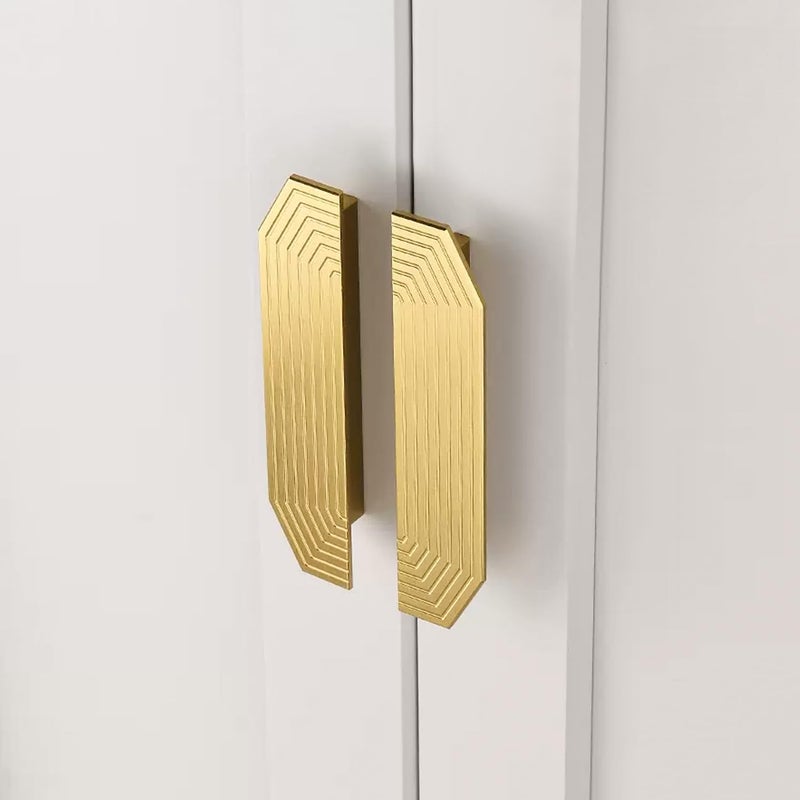 BaiNong Brass Cabinet pulls Brushed Drawer pulls Modern Gold Cabinet Cabinet Handles Drawer Handles for Dresser (2Pack-5.7inch Polygon) - Image 4