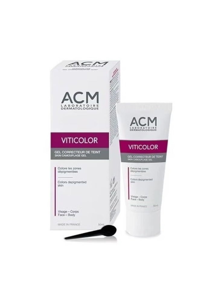 ACM Laboratoire dermatologique VITICOLOR Skin Camouflage Gel, Long lasting natural colouration for Vitiligo Skin. 50ml - Image 1