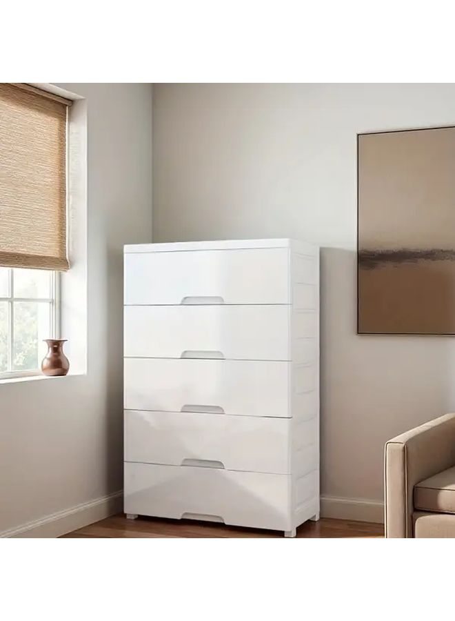 Pure White 4 Layer Heavy Duty Plastic Storage Cabinet With Adjustable Shelves - Image 1