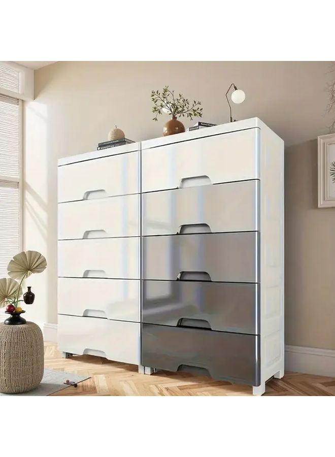 Pure White 4 Layer Heavy Duty Plastic Storage Cabinet With Adjustable Shelves - Image 2