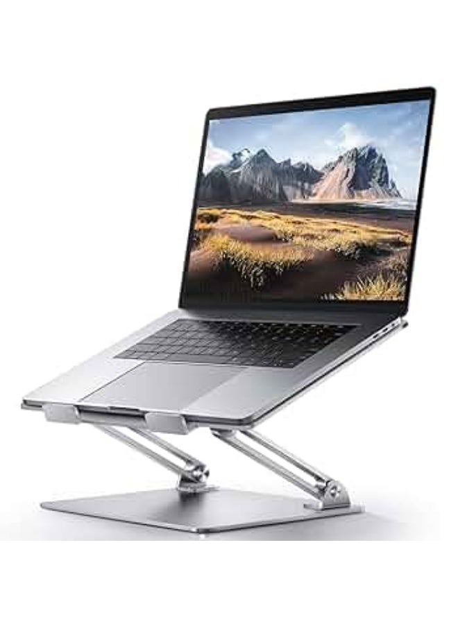 حامل لاب توب قابل للطي والتعديل بزاوية 360 درجة - حامل كمبيوتر دوار محمول للمكتب والمنزل وحامل كمبيوتر ماك بوك برو/اير وديل اكس بي اس واتش بي ولينوفو وغيرها من 10-17.3 انش (فضي) - Image 2