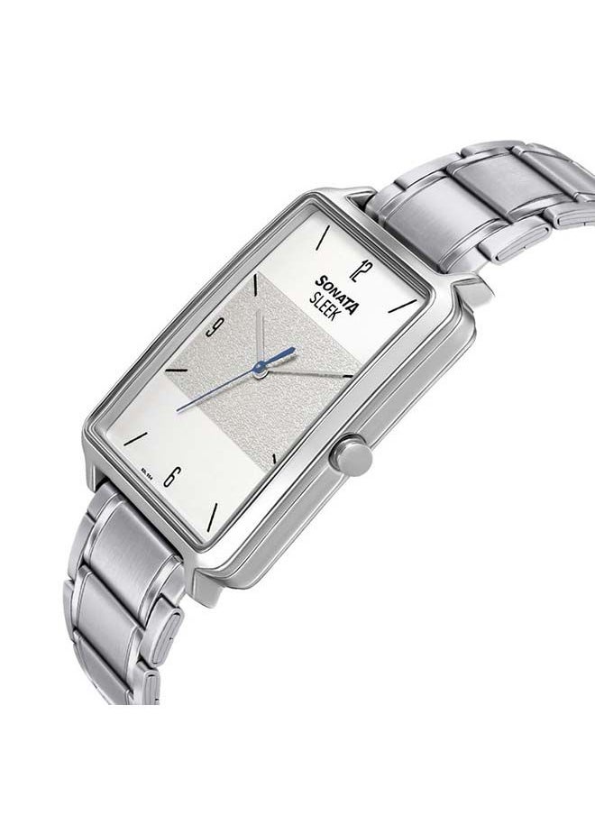 Rectangular Shape Stainless Steel Analog Wrist Watch 7144SM01 34mm Silver