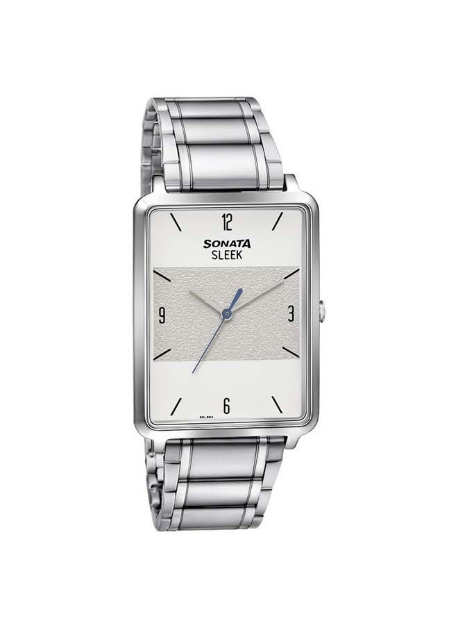 Rectangular Shape Stainless Steel Analog Wrist Watch 7144SM01 34mm Silver