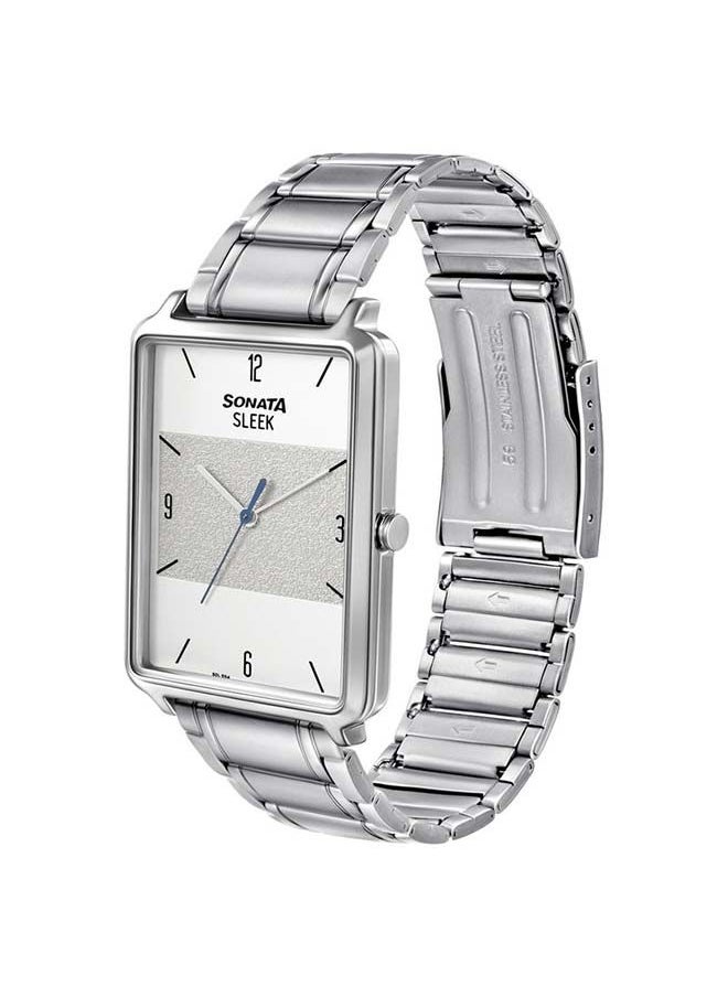 Rectangular Shape Stainless Steel Analog Wrist Watch 7144SM01 34mm Silver