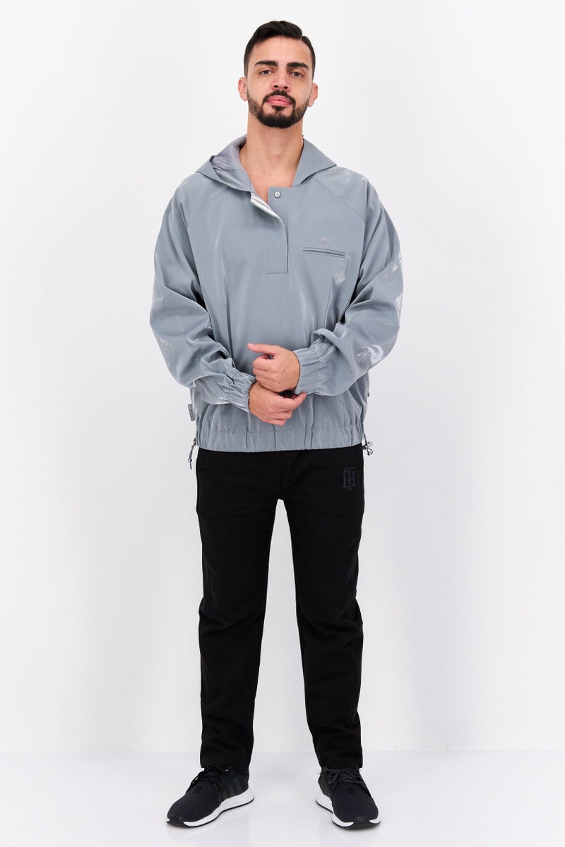 adidas Originals Men Sportswear Fit Long Sleeves Outdoor Jacket, Grey  - Image 2