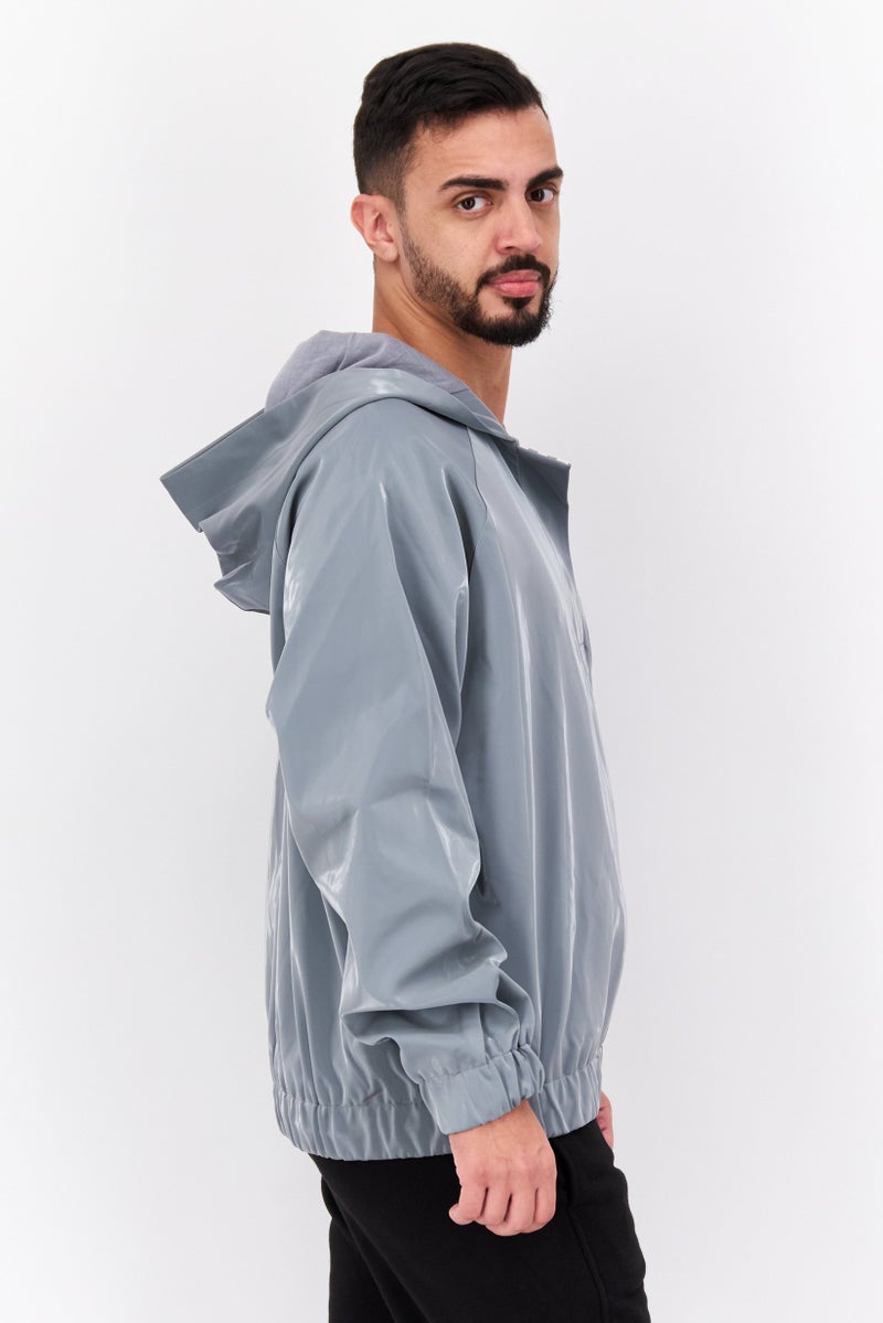 adidas Originals Men Sportswear Fit Long Sleeves Outdoor Jacket, Grey  - Image 4