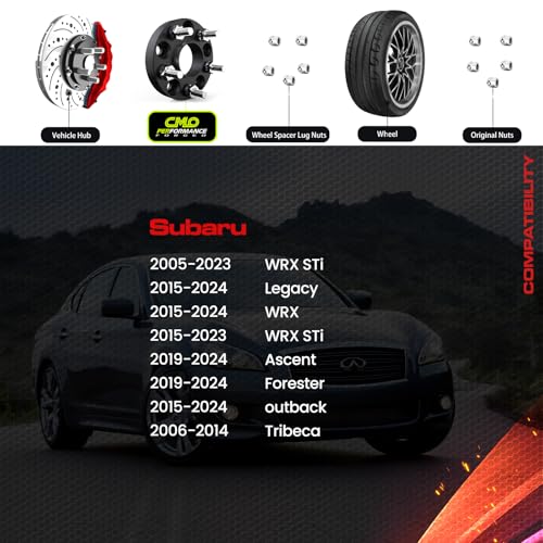 Customadeonly 15mm Hubcentric Black Wheel Spacers 5x114.3 Compatible For Subaru WRX STI 2013-2022, Outback and Legacy 2015-2022, WRX 2015-2022, Forester 2018-2022, Ascent 2019-2022 (2pc 56.1mm M12x1.25) Spacer - Image 3