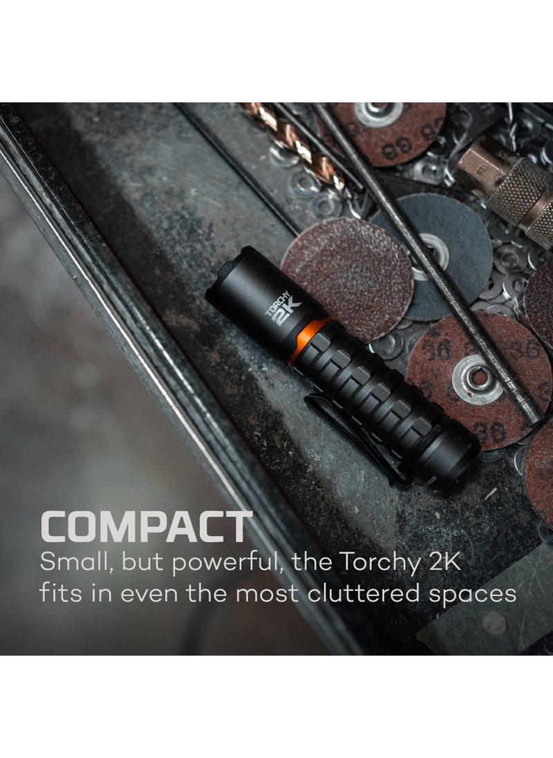 NEBO NEBO Redline Torchy 2K 2000 Lumen Pocket Flashlightfor EDC, Wireless USB Rechargeable LED Water & Impact Resistant for Camping, Hunting, Hiking, Fishing, 5 Light Modes, Water and Impact Resistant  - Image 4