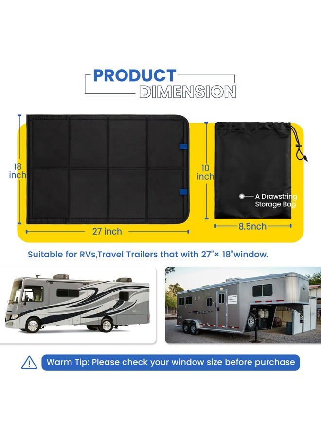 funomo RV Door Window Shade, 27.25 × 18.25 Inch Foldable Magnet RV Blackout Window Cover, UV Rays Protection Camper Trailer Door Window Cover, Waterproof Thickened Oxford Fabric (Black) - Image 2