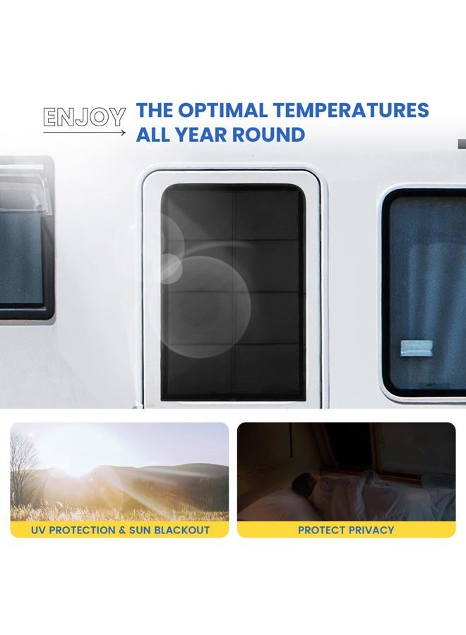 funomo RV Door Window Shade, 27.25 × 18.25 Inch Foldable Magnet RV Blackout Window Cover, UV Rays Protection Camper Trailer Door Window Cover, Waterproof Thickened Oxford Fabric (Black) - Image 4