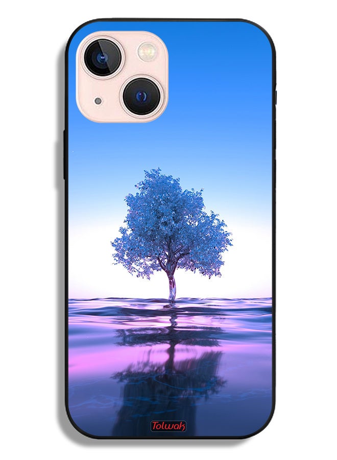 Tolwak Apple iPhone 13 mini Protective Case Tree Neon Body Of Water Reflection Digital Art - Image 2