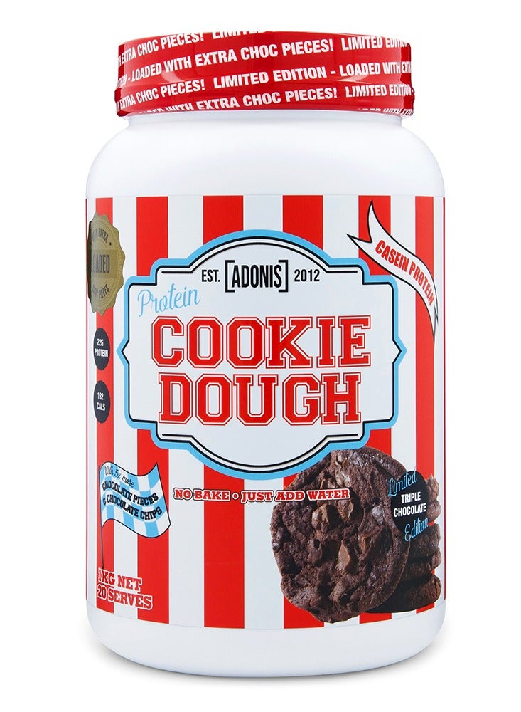 آدونیس عجينة الكوكيز، بروتين الكازين، بنكهة الشوكولاتة الثلاثية، 1 كجم