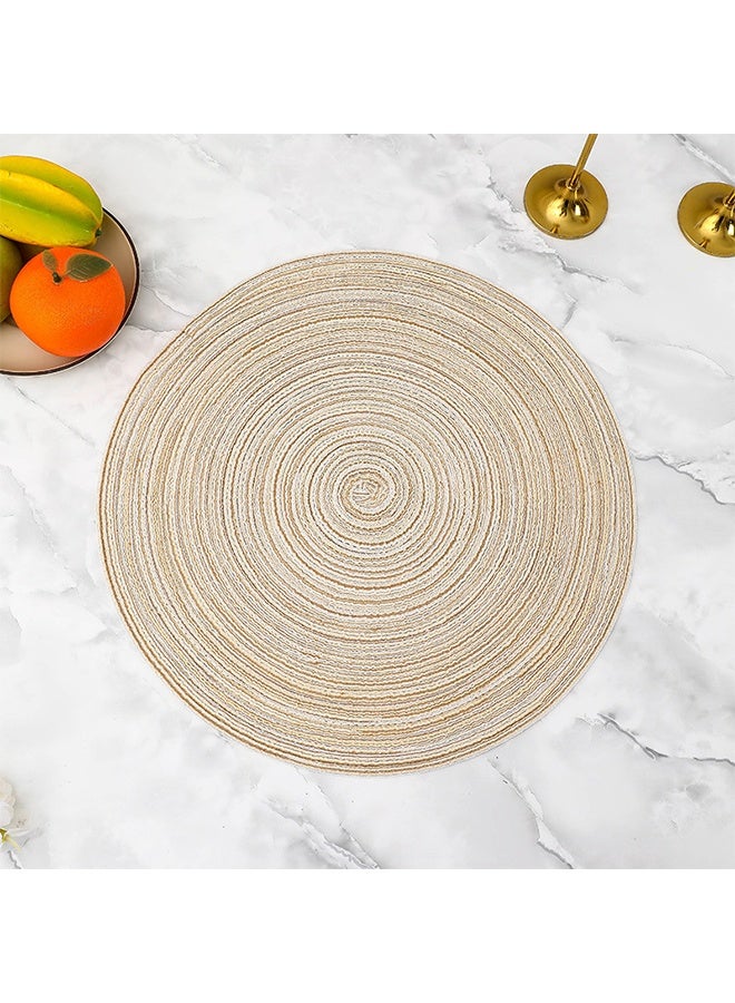 5PCS Round Braided Placemats, Round Table Mats, Woven Heat Resistant Table Mats for Dining Tables - Image 2