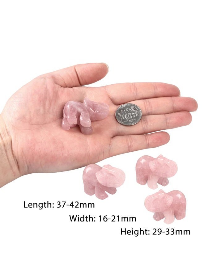 SUNYIK Rose Quartz Elephant Pocket Statue Kitchen Guardian Healing Figurine Decor 1.5" - Image 2