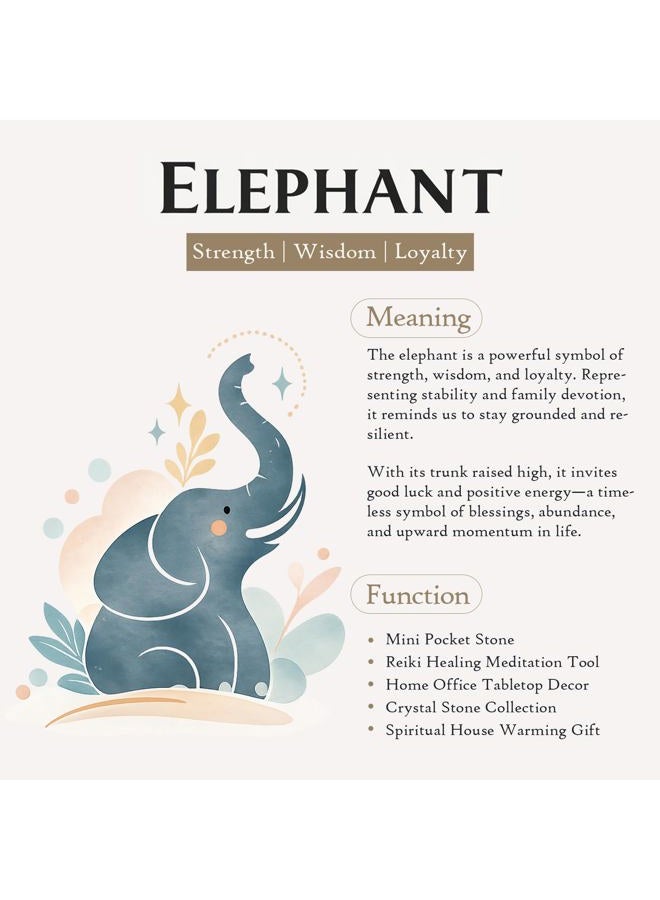 SUNYIK Rose Quartz Elephant Pocket Statue Kitchen Guardian Healing Figurine Decor 1.5" - Image 3