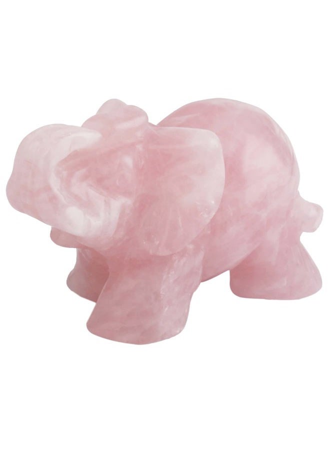 SUNYIK Rose Quartz Elephant Pocket Statue Kitchen Guardian Healing Figurine Decor 1.5" - Image 1