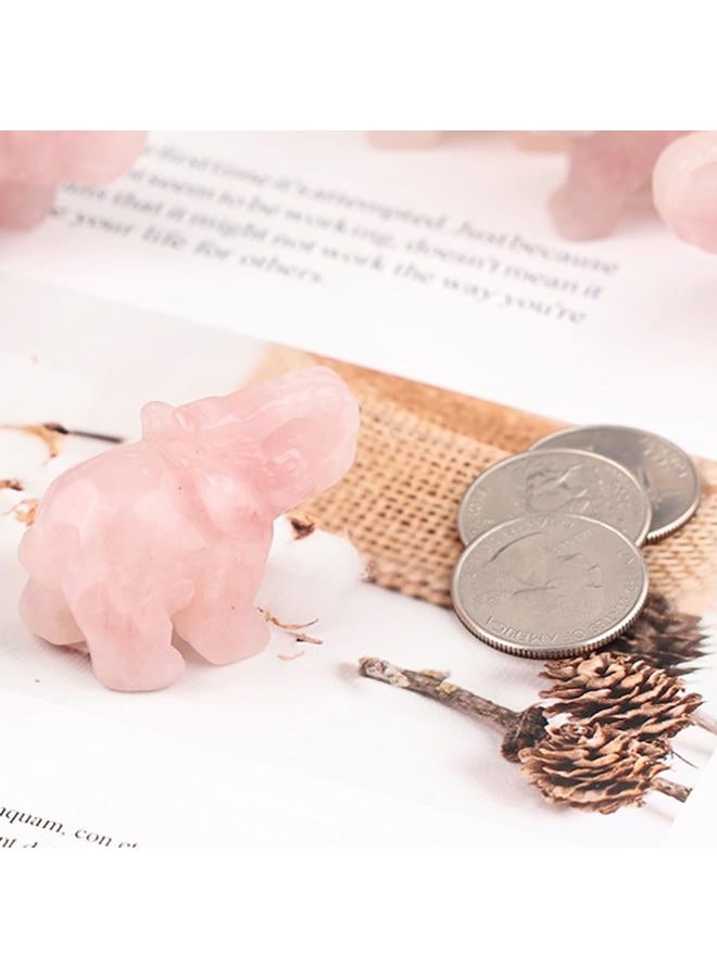 SUNYIK Rose Quartz Elephant Pocket Statue Kitchen Guardian Healing Figurine Decor 1.5" - Image 5