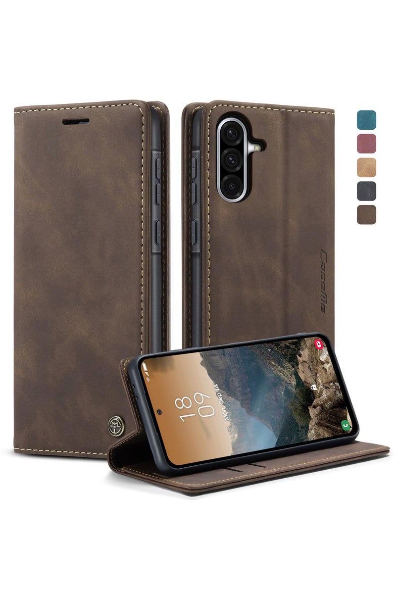 CaseMe Samsung Galaxy A36 5G Wallet Case Book Folding Flip Folio Case with Magnetic Kickstand Card Slots Protective Cover - Coffee - Image 1