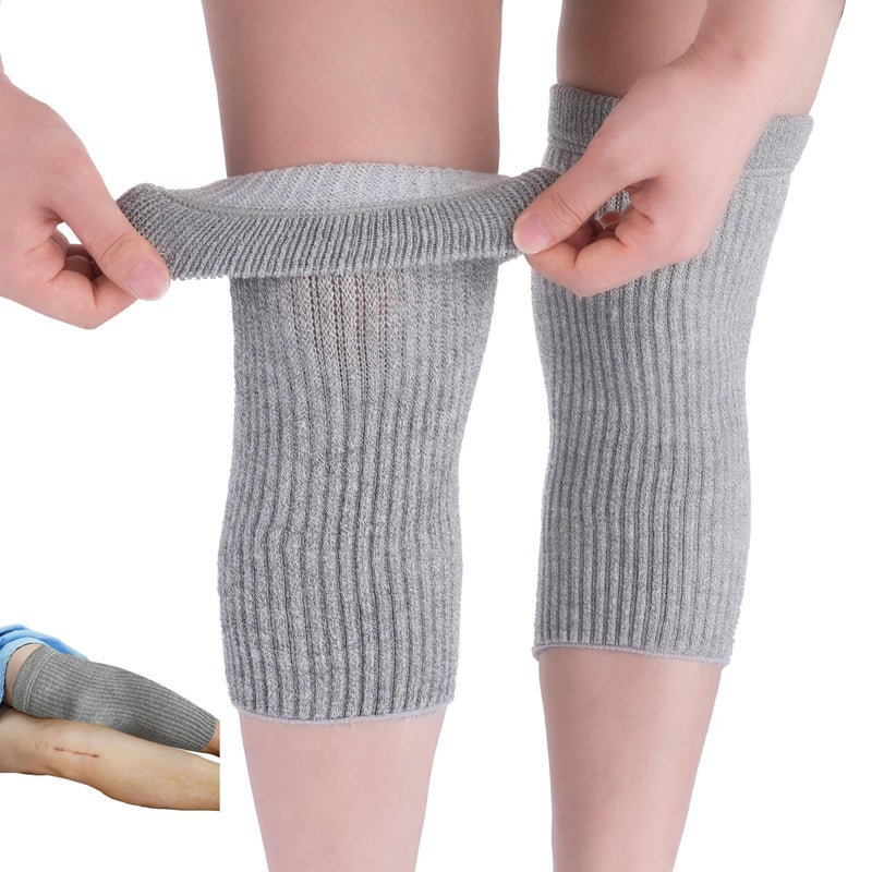 SENIOR ICARE Elastic Cotton Knee Warmers, Knee Sleeves for Men and Women - Circulation Support and Joint Pain Relief, Arthritis Aid, One Pair, Made in Japan - Image 1