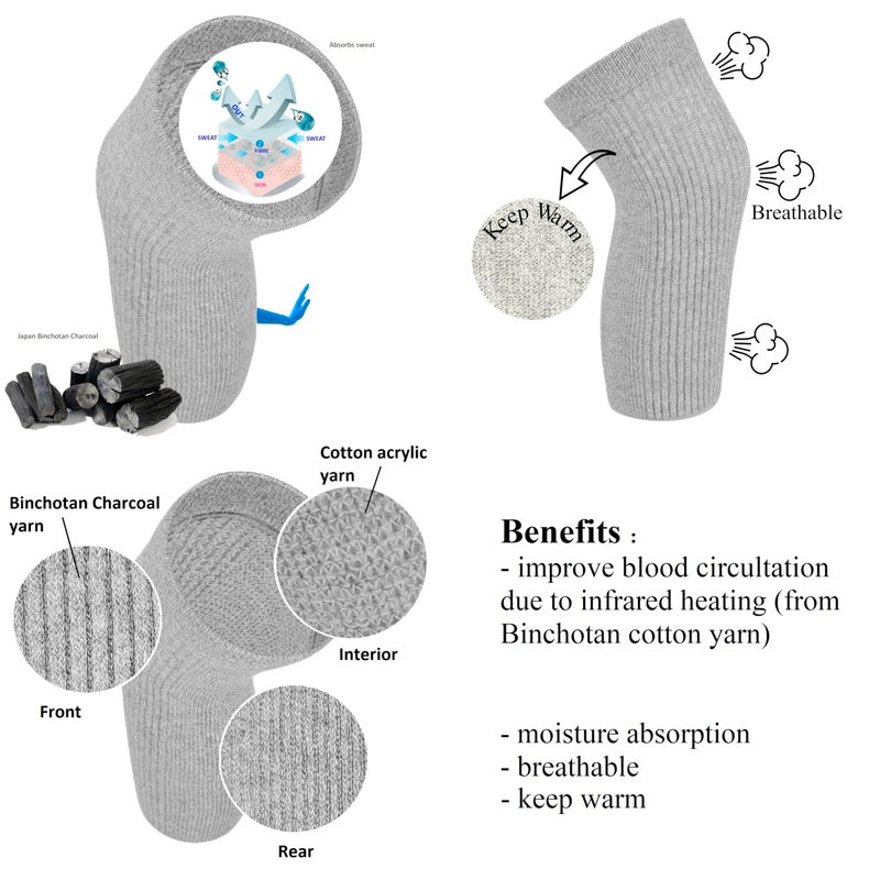 SENIOR ICARE Elastic Cotton Knee Warmers, Knee Sleeves for Men and Women - Circulation Support and Joint Pain Relief, Arthritis Aid, One Pair, Made in Japan - Image 3