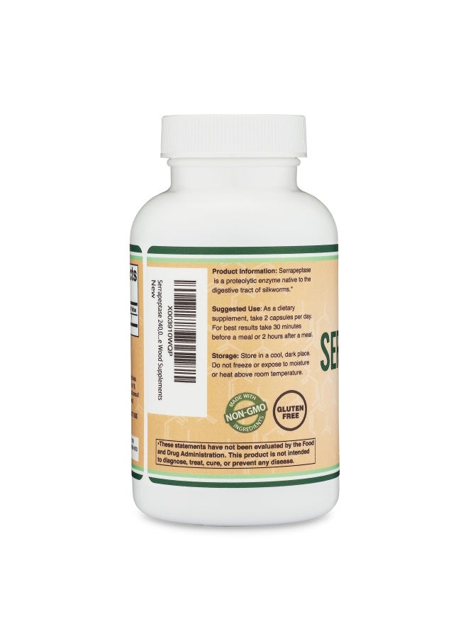 Double Wood Supplements - Serrapeptase 240,000 SPU Max Potency (120 Vegan Capsules) Proteolytic Enzyme for Sinus, Respiratory and Joint Health - Image 1