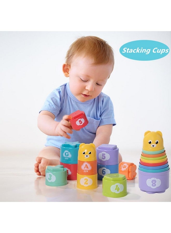 ELLECK Baby Toys 6-12 Months, Montessori Toys for Toddlers 1-3 Year Old, Busy Cube Teether Infants Bath 6 in 1 Stacking Blocks Rings, Suction Cup Spinner, Shape Bin Sensory (0035) - Image 5