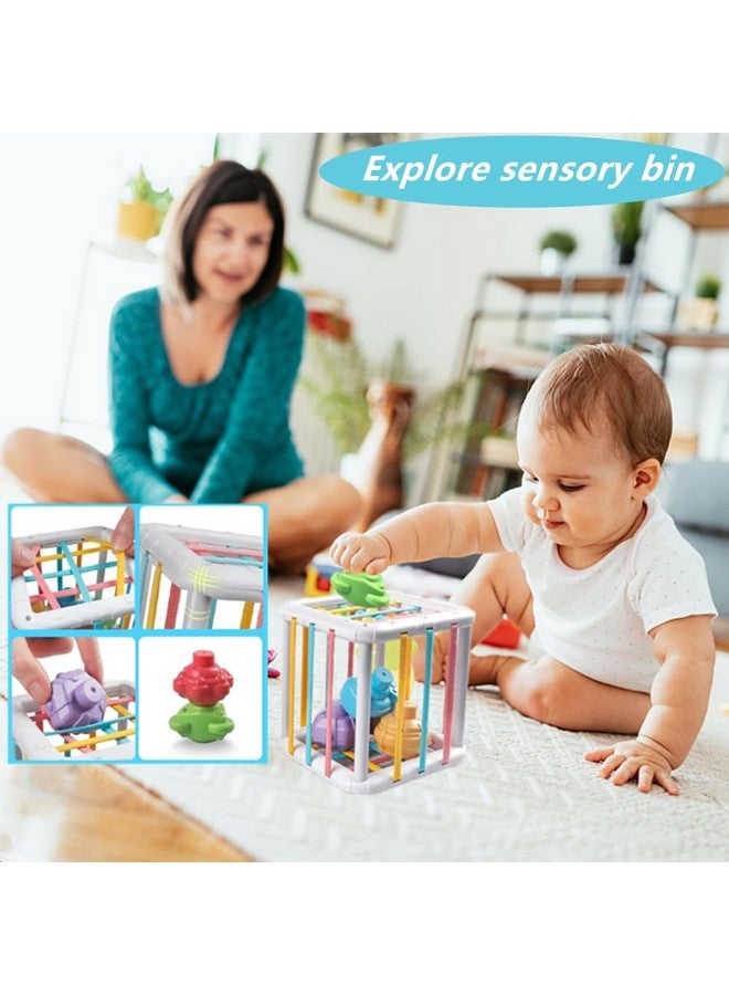 ELLECK Baby Toys 6-12 Months, Montessori Toys for Toddlers 1-3 Year Old, Busy Cube Teether Infants Bath 6 in 1 Stacking Blocks Rings, Suction Cup Spinner, Shape Bin Sensory (0035) - Image 4