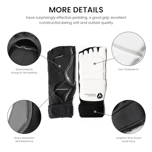 FINGER TEN Taekwondo Sparring Gear Gloves Hand and Foot Protectors White Protective Guards Set for Boxing Kickboxing Fit Adult Men Women Kids Training (White,X-Small) - Image 3