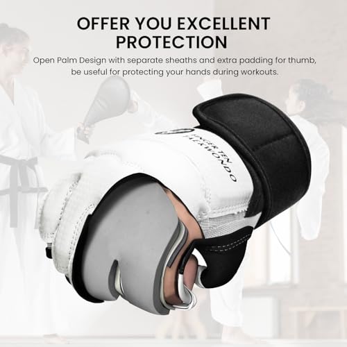 FINGER TEN Taekwondo Sparring Gear Gloves Hand and Foot Protectors White Protective Guards Set for Boxing Kickboxing Fit Adult Men Women Kids Training (White,X-Small) - Image 4
