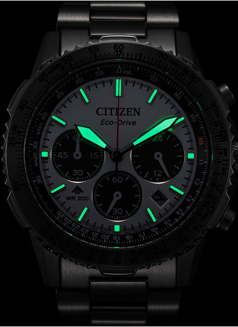 CITIZEN Promaster Sky Chrono Mens Watch CA4664-60W – Green Dial with Red & White Accents, Slide-Rule Bezel, 40mm, Eco-Drive, Chronograph, 200M WR  - Image 5