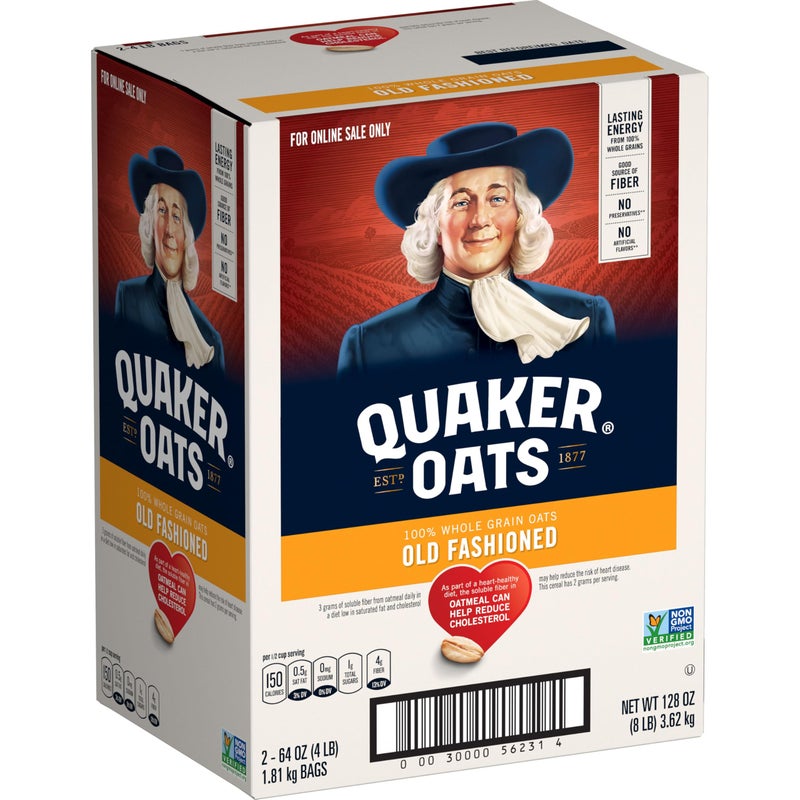 Quaker Old Fashioned Rolled Oats, Non GMO Project Verified, Two 64oz Bags in Box, 90 Servings, 4 Pound (Pack of 2) - Image 1