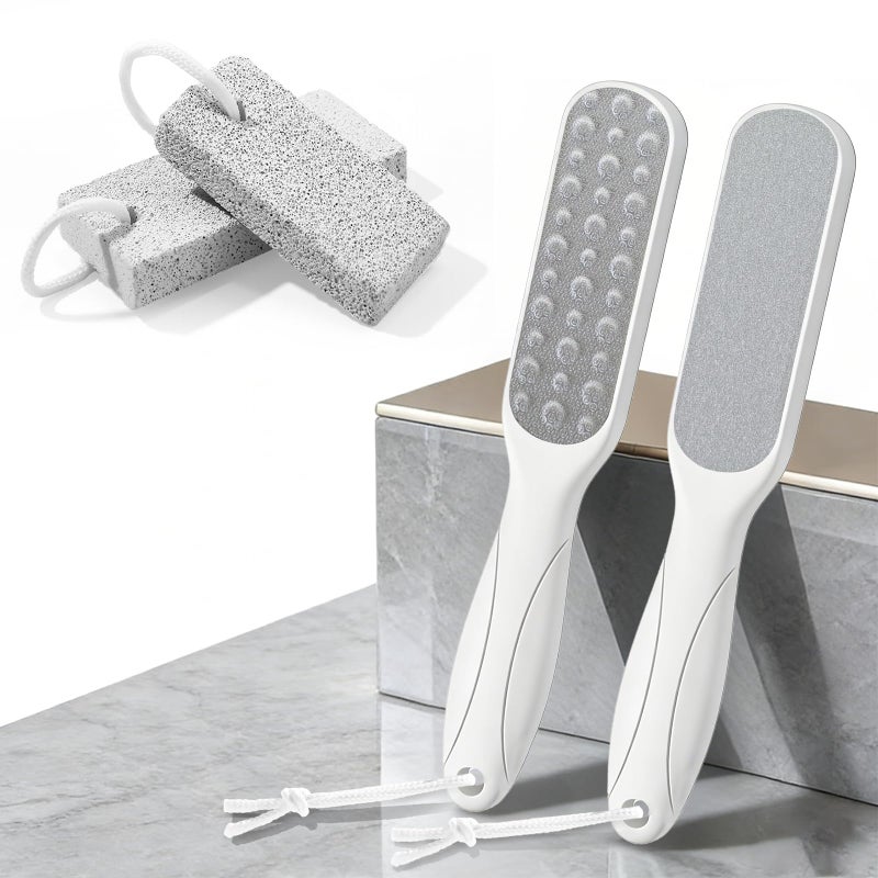 DUIJINYU Foot Scrubber Pumice Stone for Feet: 4pcs Set Callus Remover for Women, Pedicure Tool for Smooth Cracked Heels & Dead Skin Care, Foot Grooming Home - Image 1