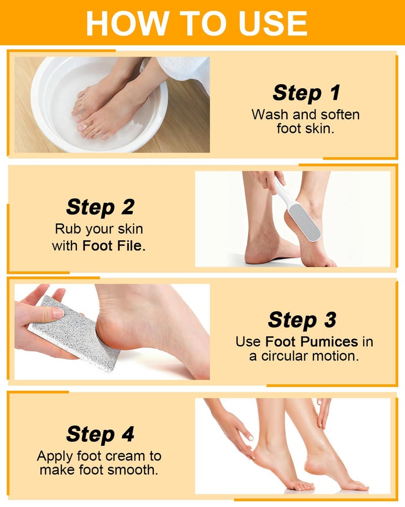 DUIJINYU Foot Scrubber Pumice Stone for Feet: 4pcs Set Callus Remover for Women, Pedicure Tool for Smooth Cracked Heels & Dead Skin Care, Foot Grooming Home - Image 5