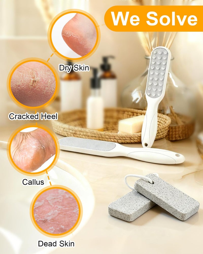 DUIJINYU Foot Scrubber Pumice Stone for Feet: 4pcs Set Callus Remover for Women, Pedicure Tool for Smooth Cracked Heels & Dead Skin Care, Foot Grooming Home - Image 4