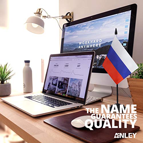 Anley Russia Deluxe Desk Flag Set - 6 x 4 Inch Miniature Russian Desktop Flag with 12" Solid Pole - Vivid Color and Fade Resistant - Black Base and Spear Top - Image 2